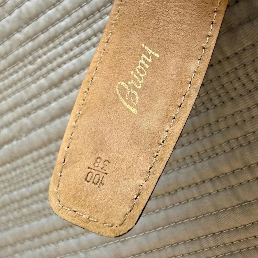 Brioni Mens Brown Woven Braided Calf Leather Belt Size 38 Hand Made in Italy